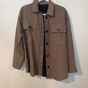 Current Air Women's Brown Checkered Shirt Jacket